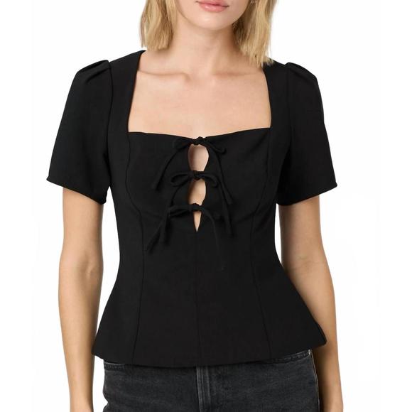 NEW ASTR torie tie-front top in black - Picture 1 of 5